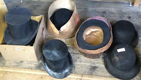 4 top hats, 2 bowlers & a trilby